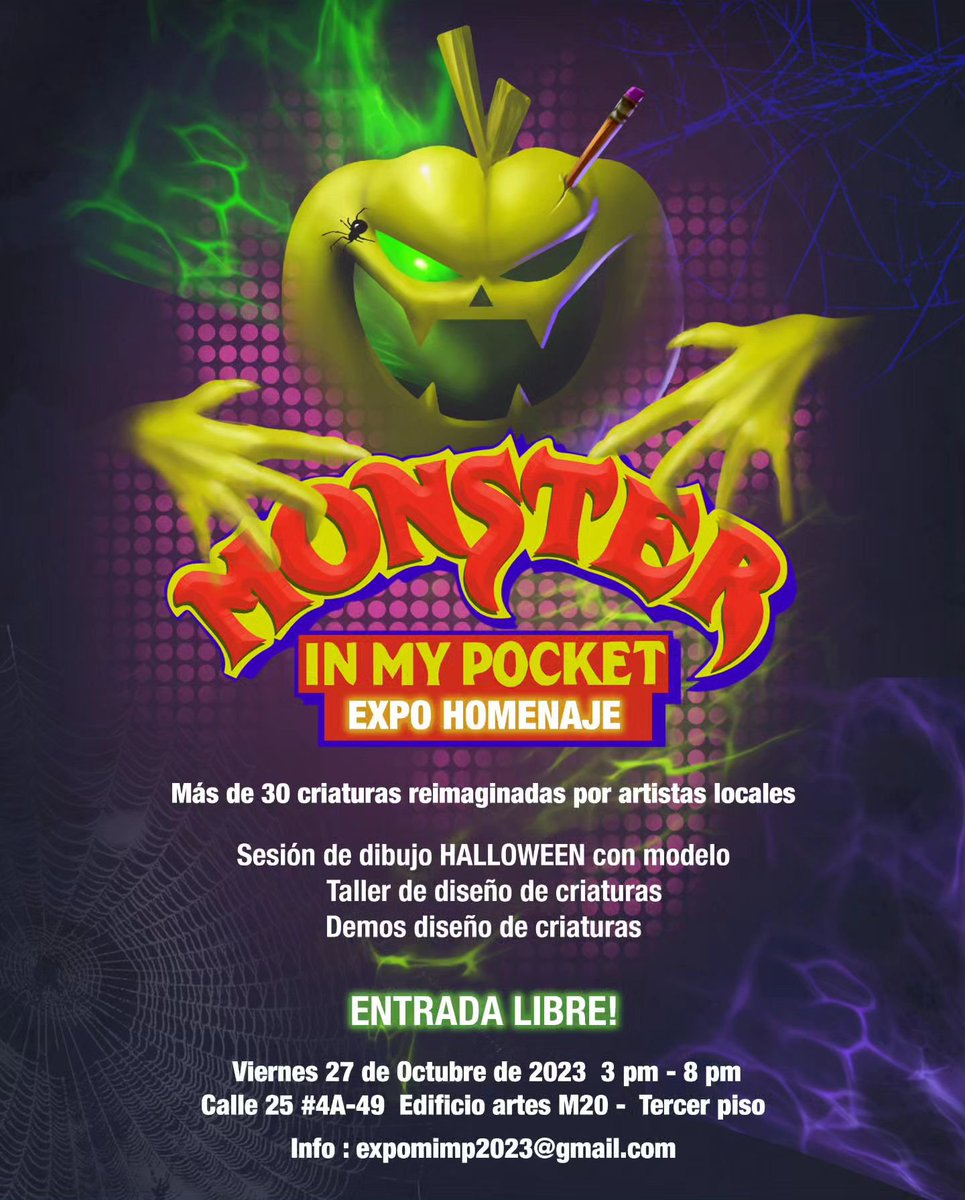 OfficialMIMP's tweet photo. Getting excited for the #MonsterInMyPocket tribute art exhibition coming Friday, Oct. 27th at the Jorge Tadeo Lozano University in Bogotá, Columbia. This event brings together the best local artists to re-imagine the classic creatures from the Monster In My Pocket franchise! https://t.co/HgvosOFy5V