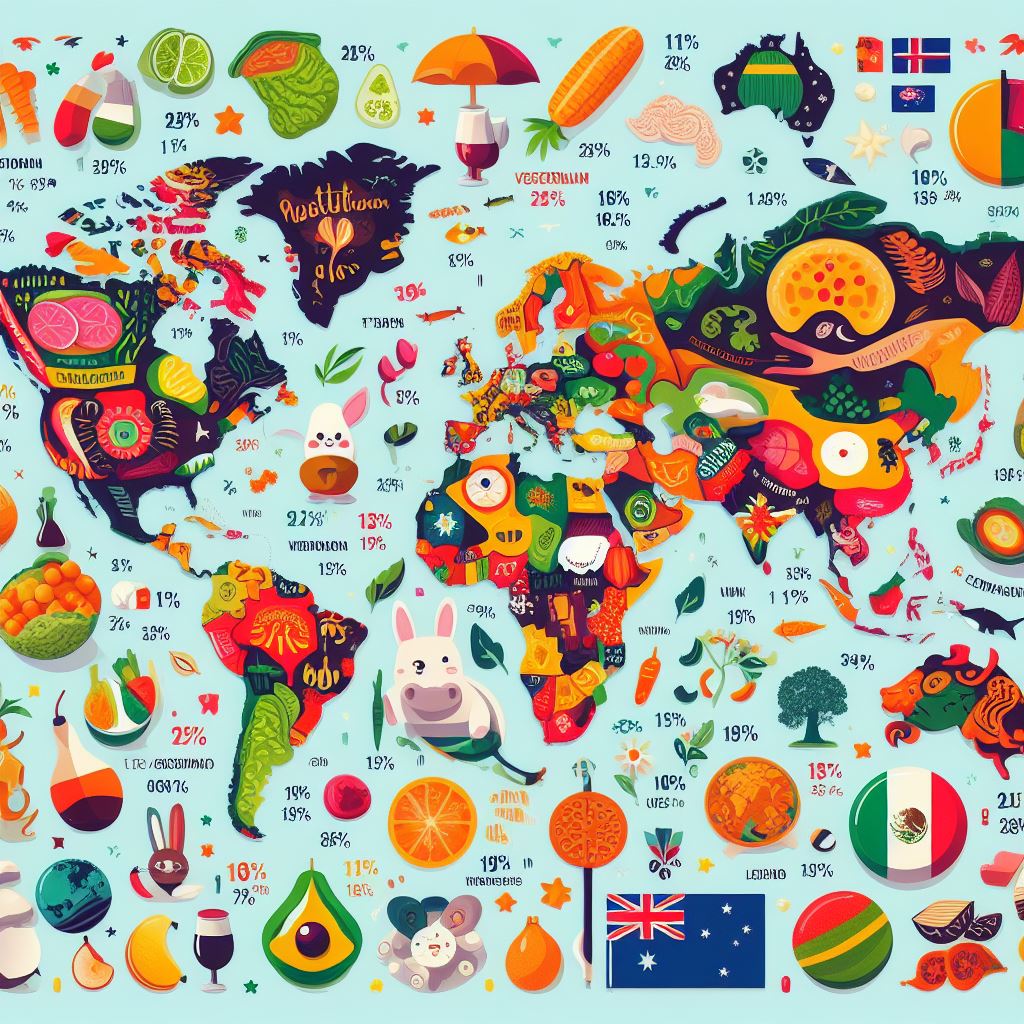 🌍🌍Fascinating to see the range of vegetarianism percentages across the world, reflecting diverse cultural and dietary choices. 🌍🌍
#DietaryHabits #CryptocurrencyNews  #GlobalData #games #statistical
🇮🇳 India: 20-39% 
🇲🇽 Mexico: 19% 
🇹🇼 Taiwan: 13-14% 
🇮🇱 Israel: 13% 
🇦🇺…
