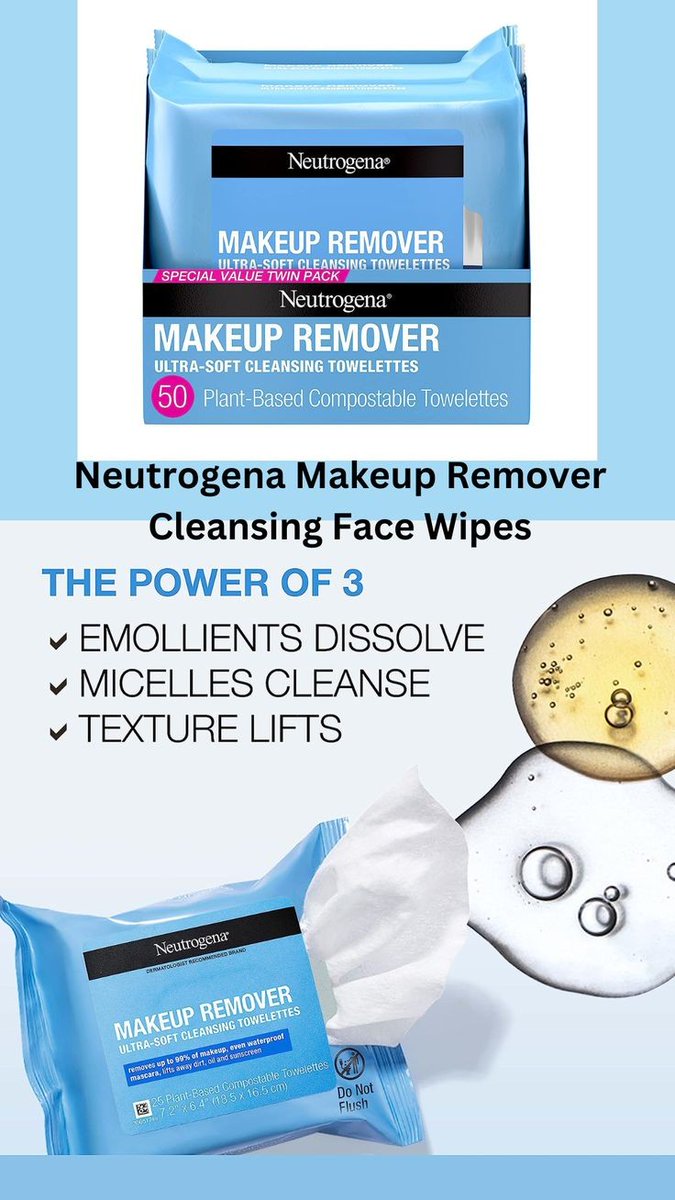 Worldwide best selling makeup remover. Neutrogena Makeup Remover Wipes Singles, Daily Facial Cleanser Towelettes, Gently Removes Oil &amp; Makeup. Click for details amzn.to/3tkQHSL