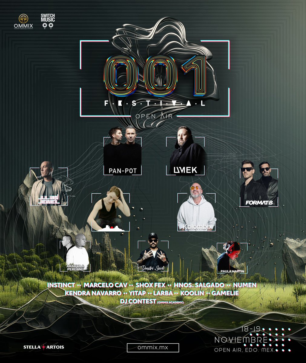 OMMIX De la mano con Switch Music inicia una nueva era en los Open Air Festival de Techno- TechHouse &amp; House Music. 🎶 será el cierre de un año magnificente. ⚡️✨

18+19.Noviembre.2023 #EdoDeMex 
Boletos 📲55 6187 0424🎟 #RPOficial
▶️ linktr.ee/nocheselectron…

#001Festival