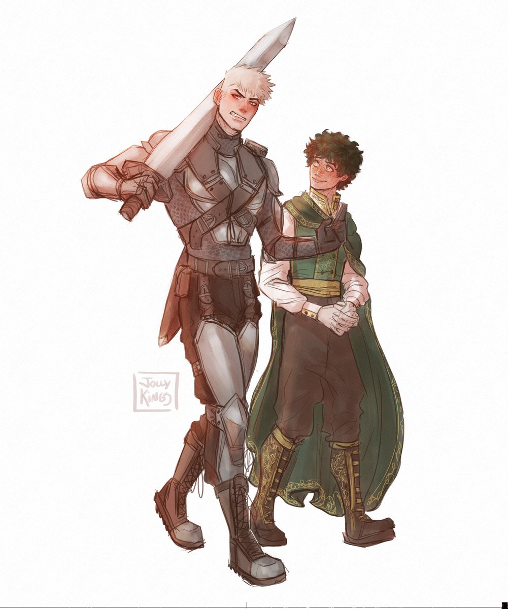 Let's keep the ball rolling!!
Sketch for @elstark88 who kindly requested for #BKDK Lord Izuku and Knight Katsuki, and all I could think was that this absolute gay disaster of a man barking at the castle staff just bc they're "smiling too much at the(my) dork"😂