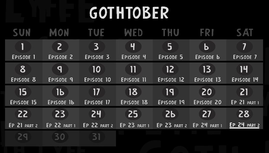 GothLyfe's tweet photo. All of Season 1 has now been re-uploaded. We hope  everyone is enjoying Gothtober so far. https://t.co/kNsF53sO8o