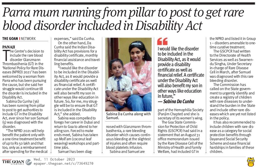 Sabina Da Cunha, a dedicated mother, defying the odds and advocating for Glanzmann Thrombasthenia to be recognized in the Disability Act. Her resilience is a beacon of hope. #HealthAdvocacy #GlanzmannThrombasthenia #DisabilityAct