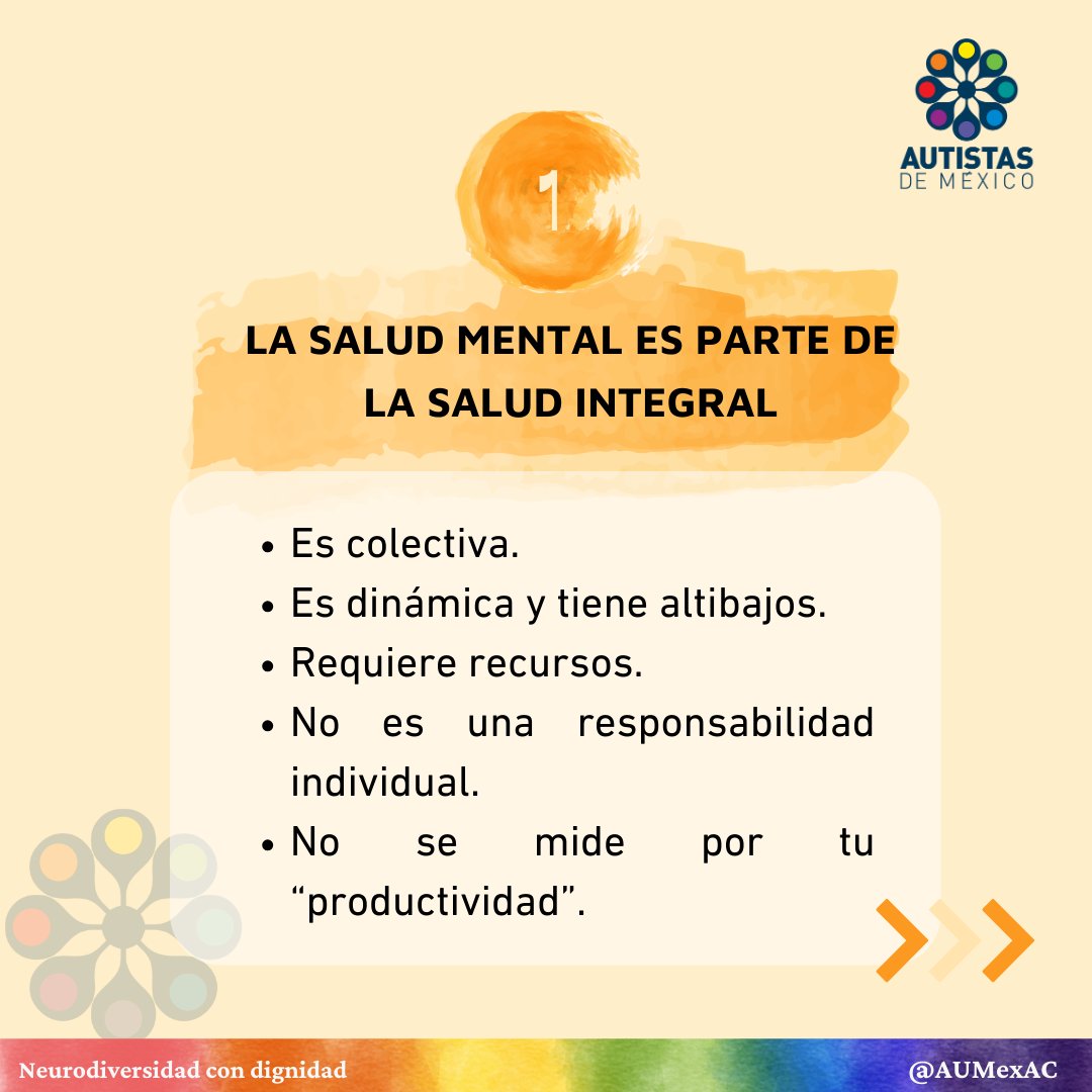 AUMexAc's tweet photo. Para una #NeuroDiversidadConDignidad la salud mental es muy importante, sin embargo no podemos hablar del tema sin considerar el contexto completo.
#DíaInternacionalDeLaSaludMental https://t.co/ylwoyAKO6z