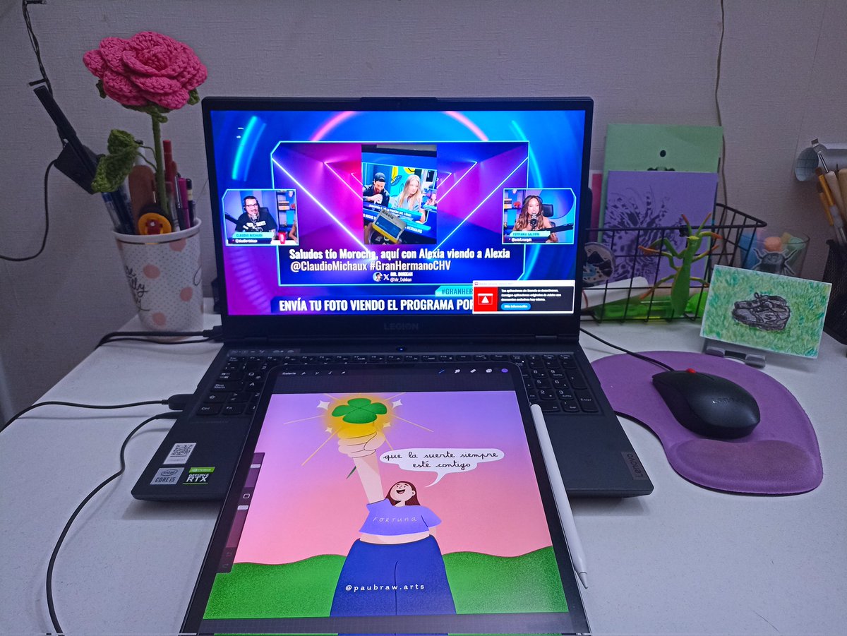 Dibujando mientras veo el react del tío Michaucha <a href="/ClaudioMichaux/">Claudio Michaux</a> gracias por siempre hacerme reír 💞✨  #GranHermanoCHV