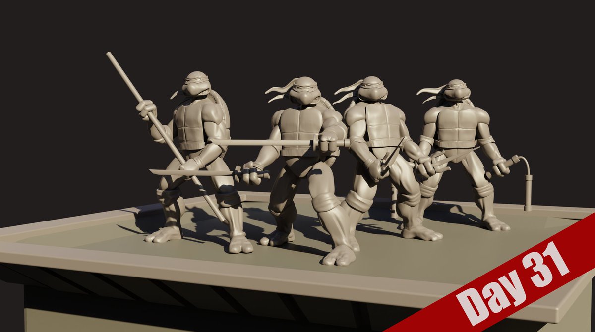 DarkleyDreaming's tweet photo. Day 31 of my 31 day challenge to 3D sculpt a character every night in Blender. For the last night its the Ninja Turtles. #blender #3dscultping #3D #3dart #characterdesign #characterart #TMNT https://t.co/Y1xWKwQziC