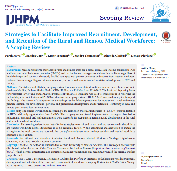 IJHPM's tweet photo. Strategies to Facilitate Improved Recruitment, Development, and Retention of the Rural and Remote #MedicalWorkforce

https://t.co/b9KhOSvOqf

https://t.co/1O9zi2t2p3

#RecruitmentandRetentionStrategies #RuralandRemote #MedicalWorkforceShortage #HighIncomeCountries #IJHPM https://t.co/QWDQFl5qJM