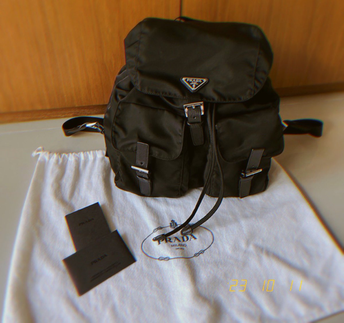 Aya__ca09175's tweet photo. @mamapapa_456 
@mamapapa_sub 
↑こちらの方々の���画で
"PRADA backpack"のプレゼントに
当選しました！（つд；*)
本当にありがとうございます❣️
育児奮闘中の姉にプレゼント
しようと思います🤱
ありがとうございました🙇‍♀️
#育児プレゼント https://t.co/W1T8QFl6G2