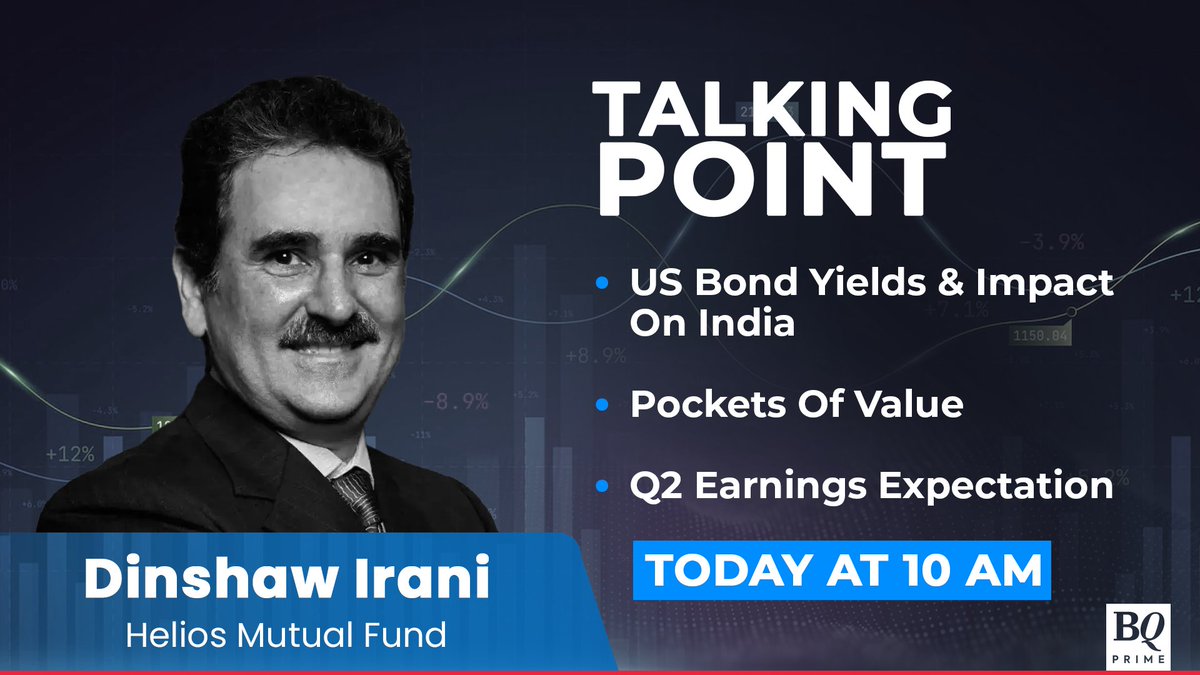 NDTVProfitIndia's tweet image. Today on BQ Prime  

- #TalkingPoint with @IndiaHelios' @DinshawIrani

Remember to tune in!