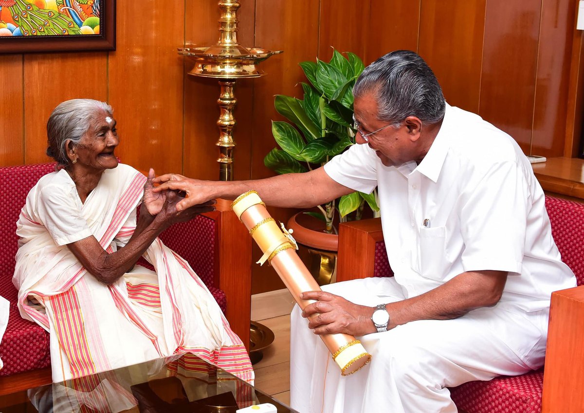 pinarayivijayan's tweet photo. Deeply saddened by the passing of Karthyayani Amma, who made history by becoming the oldest learner under the State Literacy Mission. She served as an inspiring role model for many, showing unwavering determination to pursue education despite challenges. Her demise is a significant loss to our literacy movement, which helped shape modern Kerala. Heartfelt condolences.