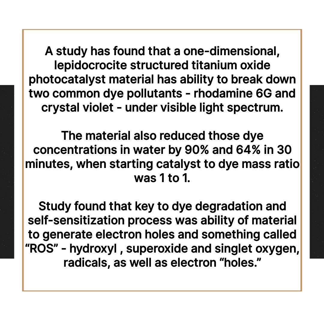 mayur259's tweet photo. Research News: Titanium Oxide Removes Toxic #Dyes from #Wastewater
#IndustrialEffluent #TextileIndustry #IndustrialWastewater #CosmeticIndustry #InkIndustry #PaperIndustry #Nanofilament #TitaniumOxide #Rhodamine6G #CrystalViolet #DyeDegradation
@RealDrexelUniv @DrexelUniv https://t.co/xBSnEwj1ds