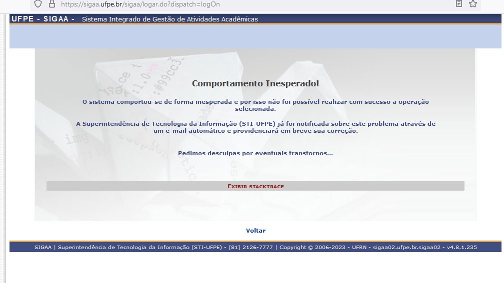 sirius_will's tweet photo. #Sigaa ou #Paree?
ALÔ ALÔ UFPE BORA VER ESSA BRONCA AÍ COM O SIGAA!

Estou tentando fazer a matricula desde 00h00 deu um erro anterior "Não é possível realizar a matrícula ainda porque você não preencheu a Avaliação Institucional referente ao período 2023.1" https://t.co/9PiFMejEAr