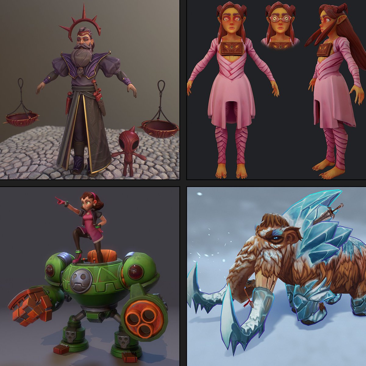 It's #PortfolioDay 
I do a little bit of everything but I really enjoy handpainted and stylized art. Here's a few environment/prop as well as character stuff I've made.
You can see my stuff at mikebarrington.com