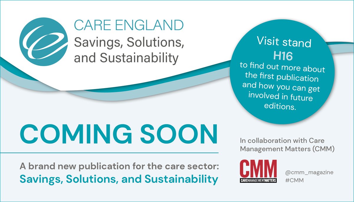 cmm_magazine's tweet image. Are you visiting the @CareShow this week? Don&apos;t miss the opportunity to find out about an exciting new #publication from @CareEngland in collaboration with @cmm_magazine. Stop by stand H16 to find out more #CareShow2023