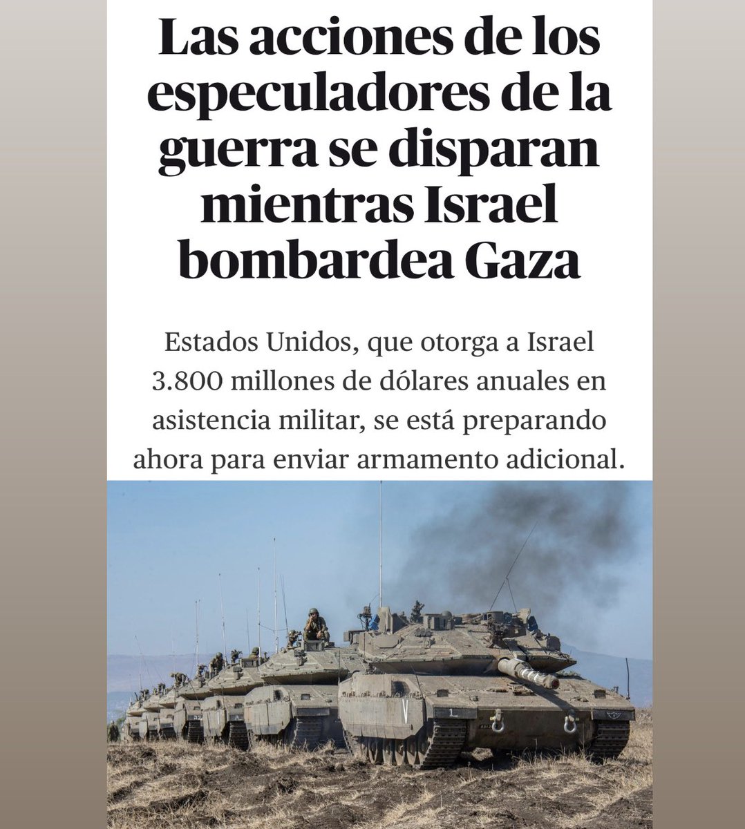 JesusCintora's tweet photo. “Las acciones de los especuladores de la guerra se disparan mientras Israel bombardea Gaza” https://t.co/i1I6c762pZ https://t.co/eCymrXWsFS