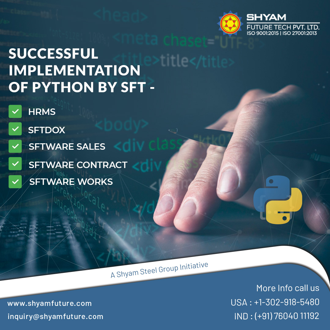 shyamfuturetech's tweet image. A comprehensive checklist of successful implementation of Python by Shyam Future Tech. It includes HRMS, SFTware Sales, SFTware Contract, SFTware Works, and SFTDOX.
#python #pythondevelopment #pythondeveloper #successfulimplementofpython #pythonwork #developmentwork