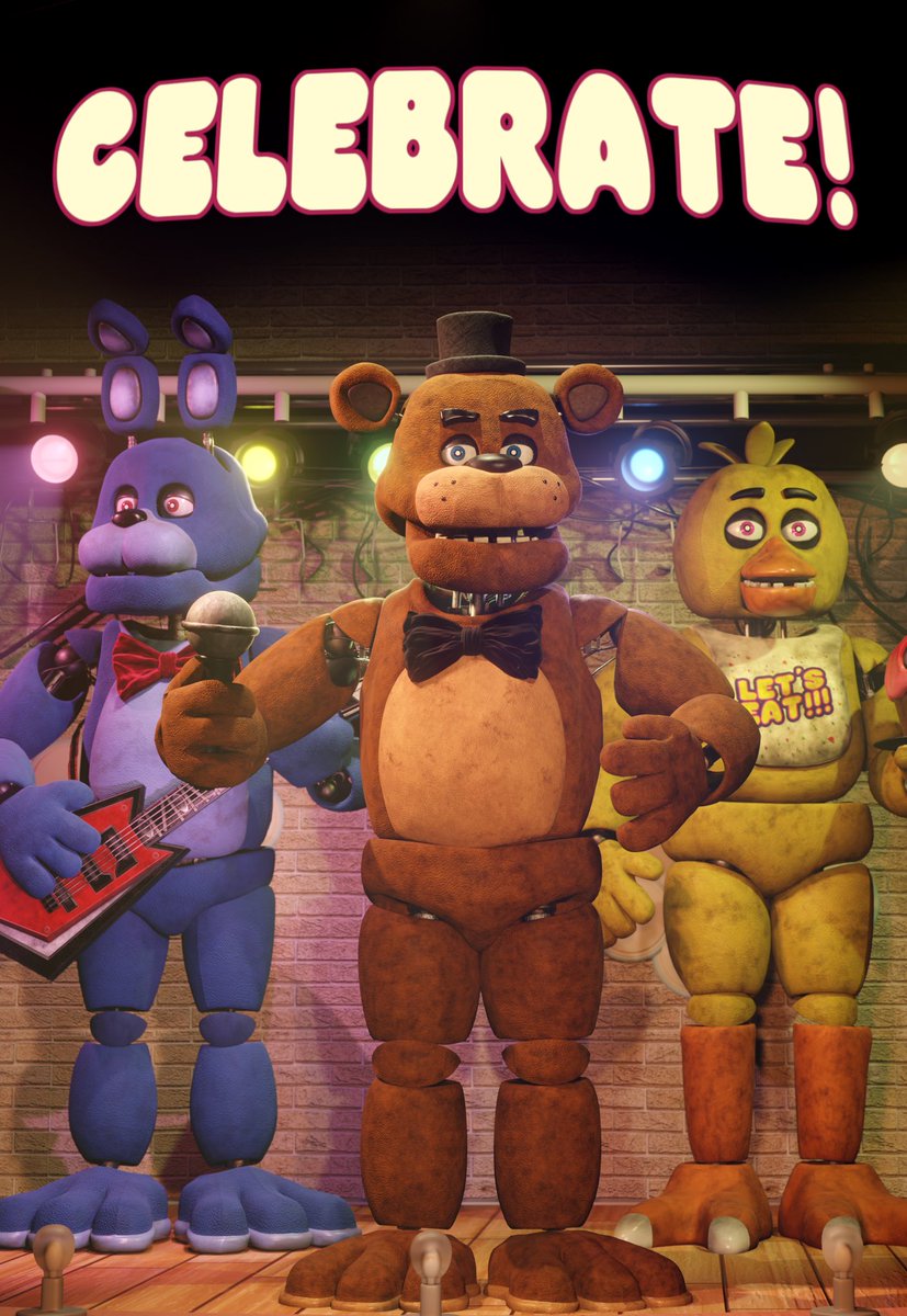 FonZillaM's tweet photo. Celebrate poster but fnaf movie
_____________________________
Models by UFMP edited by Ubuntutu
Stage by @RenatoA36546082 and @heartsforzee 
—————————————-
#fnaf #FNAFMovie #Blender3d #fnaffanart #freddyfazbear https://t.co/mVo0BWlHpQ