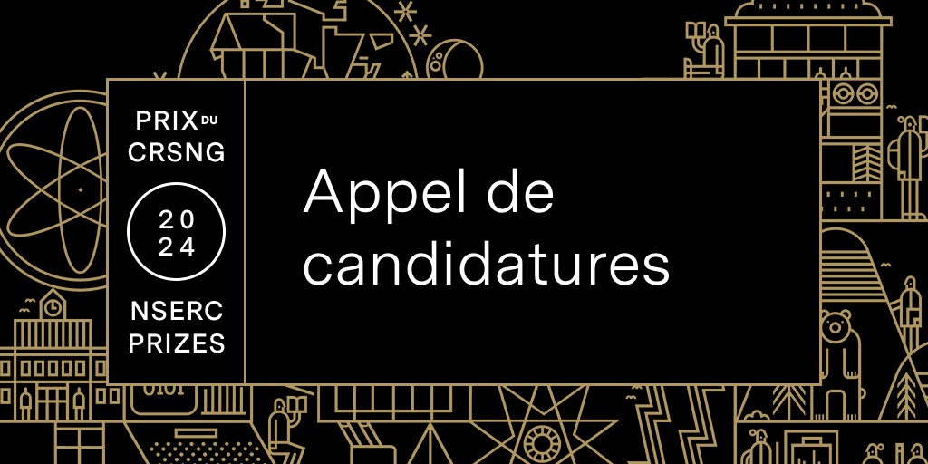 📣
Connaissez-vous une personne ou une équipe qui
devrait être reconnue pour ses travaux et son engagement?

Présentez sa candidature à un #PrixDuCRSNG!

Aidez-nous à faire en sorte que les candidatures reflètent la diversité de notre communauté.

▶️ tinyurl.com/28dwtcht