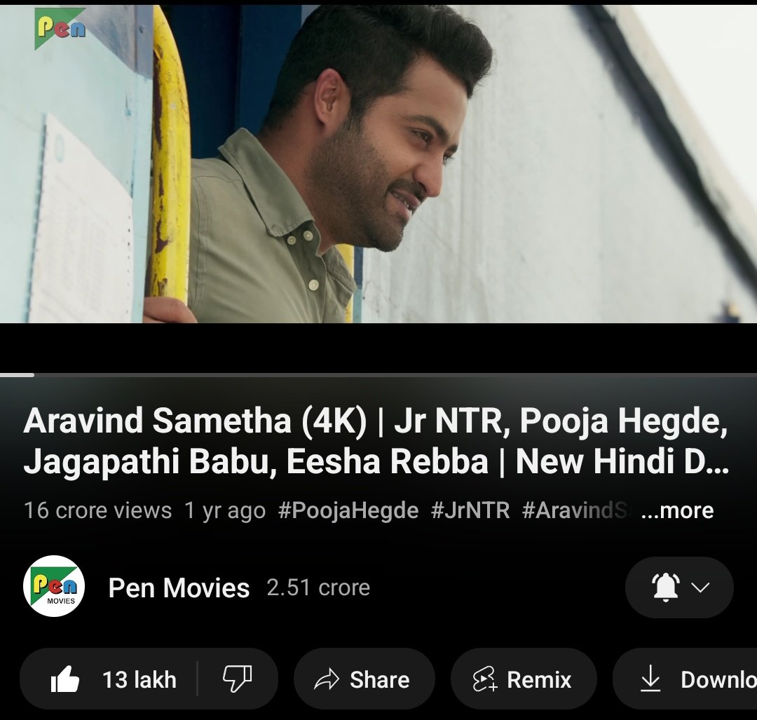 SHDMOVIES's tweet photo. #AravindhaSametha Hindi Dub Hits 160M+ Views & 1.33M+ Likes On YouTube💥💥💥

▶https://t.co/vFvEsb3b6L

#AravindSametha #5YearsForASVR 
#5YearsForAravindaSametha #ASVR

@tarak9999 @PenMovies @KickTwood @NTRFanTrends @worldNTRfans @NTR2NTRFans @KingJrNTR @TrollNTRHaterzz @GodOfMass_NTR @TeamRockTwood @NTRFans_EG @AndhraNTRFC @MassKaBaapNtr