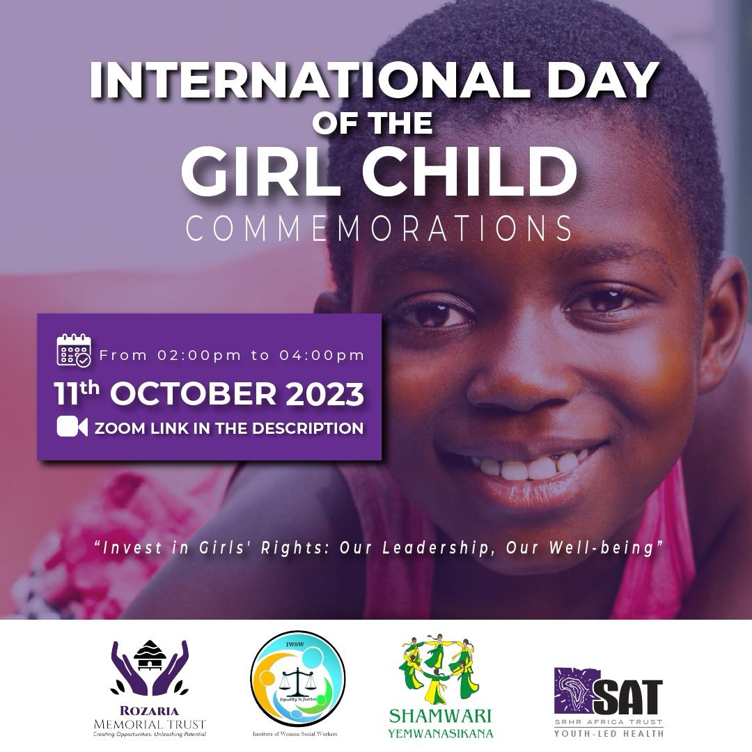 Institute of Women Social Workers (@socialworkwomen) on Twitter photo 📢 Join us today at 2pm CAT as we celebrate all girls from across the globe! #InternationalDayoftheGirlChild🥳
Meeting ID : 85133142929
Passcode : 270000
📩 Inbox for the link
<a href="/RozariaConnects/">Rozaria Memorial Trust</a> <a href="/SRHRAfricatrust/">SAT_SRHRAfricaTrust</a> <a href="/ShamwariyeMwana/">Shamwari Yemwanasikana</a> <a href="/vanyaradzayi/">Nyaradzayi Gumbonzvanda</a> <a href="/FariraiG/">Farirai Gumbonzvanda</a> <a href="/EkeniaT/">Ekenia T Chifamba</a> <a href="/healthtimeszim/">𝐇𝐞𝐚𝐥𝐭𝐡 𝐓𝐢𝐦𝐞𝐬</a> 📢 Join us today at 2pm CAT as we celebrate all girls from across the globe! #InternationalDayoftheGirlChild🥳
Meeting ID : 85133142929
Passcode : 270000
📩 Inbox for the link
<a href="/RozariaConnects/">Rozaria Memorial Trust</a> <a href="/SRHRAfricatrust/">SAT_SRHRAfricaTrust</a> <a href="/ShamwariyeMwana/">Shamwari Yemwanasikana</a> <a href="/vanyaradzayi/">Nyaradzayi Gumbonzvanda</a> <a href="/FariraiG/">Farirai Gumbonzvanda</a> <a href="/EkeniaT/">Ekenia T Chifamba</a> <a href="/healthtimeszim/">𝐇𝐞𝐚𝐥𝐭𝐡 𝐓𝐢𝐦𝐞𝐬</a>