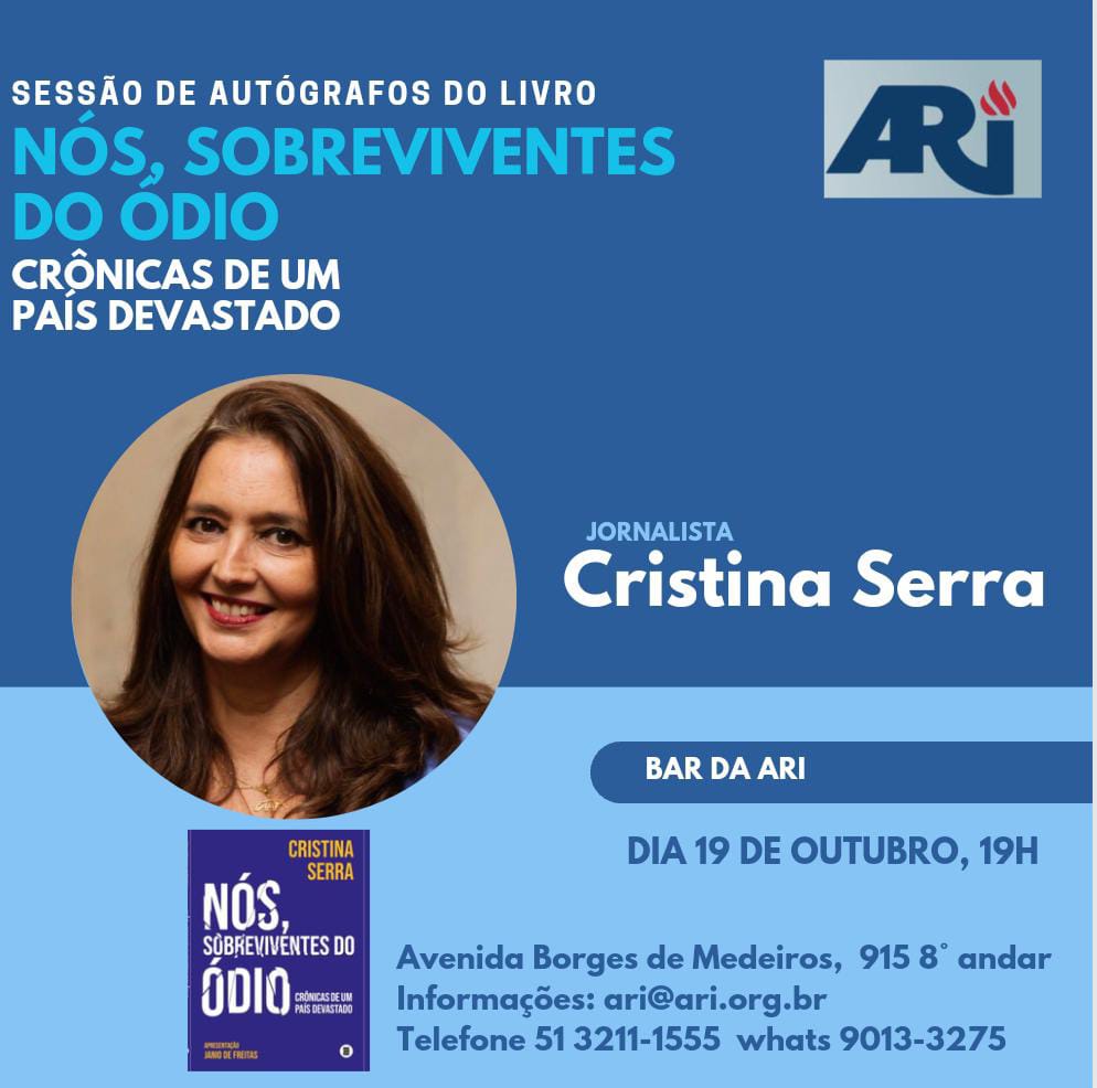 arimprensa's tweet photo. Além do lançamento do livro, a jornalista Cristina Serra será uma das painelistas no FIGA, no dia 20/10 às 10h30min, com o tema A Imprensa debate: Como Alimentar o Mundo e cuidar do Planeta.
Inscrições e programação: 
https://t.co/oZsXzuyAPG https://t.co/bjDdoYzpcH