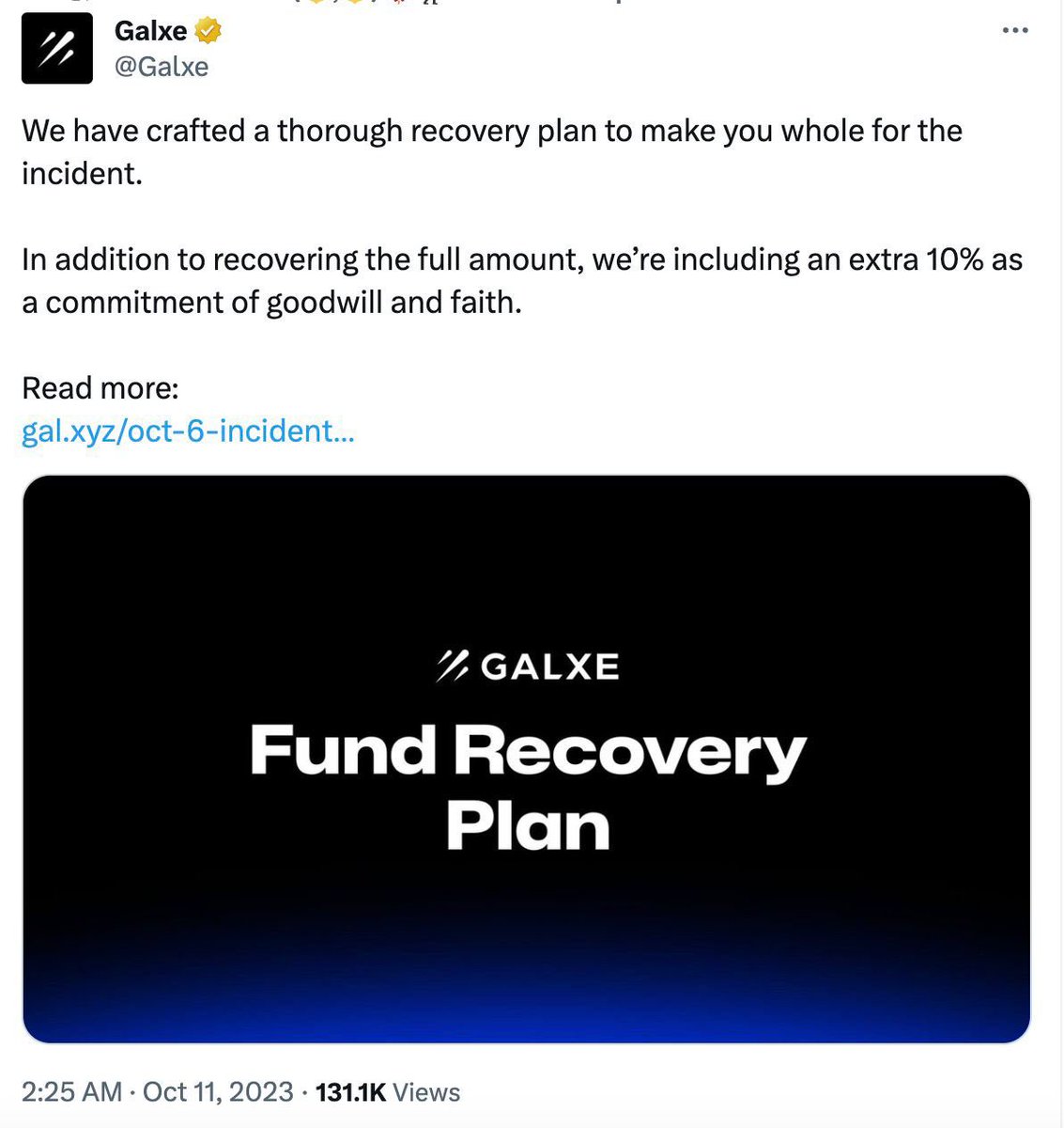 bichngocnaomi's tweet image. 🚨#GALXE AFTER THE #HACKING🚨

Galxe has returned to normal operations and has also launched a Fund Recovery Plan to compensate and pay an additional 10% of the total fund as an apology

 Fill out the form circles.spect.network/r/b8fe218d-f1a… for support, remember to connect your lost wallet!