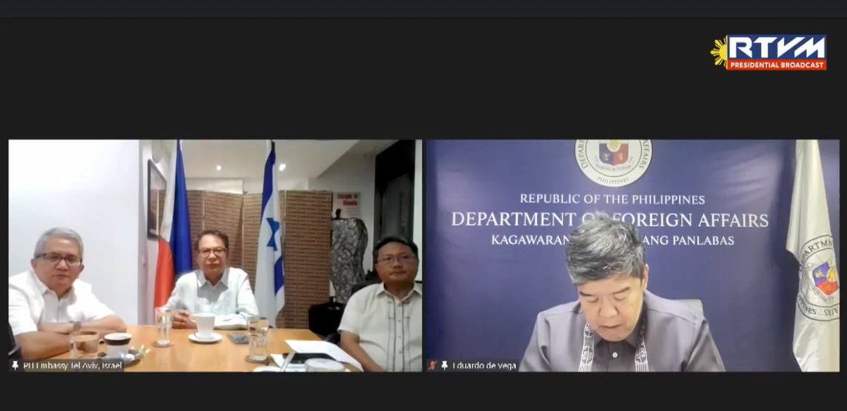 HAPPENING NOW: Malacañang Press Briefer Ms. Daphne Oseña-Paez on Wednesday (Oct. 10, 2023) holds press briefing with Philippine Ambassador to Israel Pedro Laylo Jr., DFA Undersecretary Eduardo De Vega and AFP spokesperson Col. Medel Aguilar. via @RuthAbbey