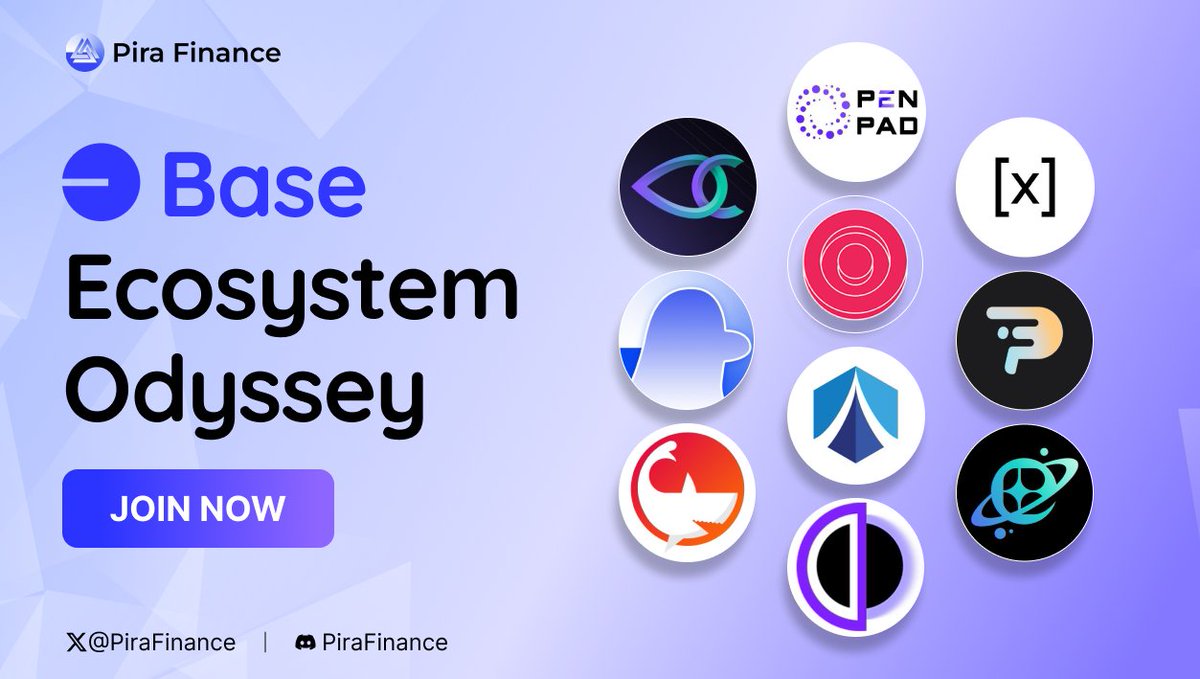 We are thrilled to introduce Base Ecosystem Odyssey - A journey to explore potential projects built on the Base ecosystem.

- Complete simple tasks on Galxe to receive valuable rewards.

👉 Join now: galxe.com/PiraFinance/ca…

#Airdrop #BuildOnBase #NFT #OnchainSummer #Defi