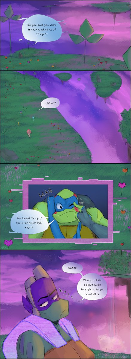 Vangh17a's tweet photo. I feel like I went overboard with the colors. Then again, when has that ever been a bad thing?

Wanderer pt 25!
#rottmnt #SaveRiseoftheTMNT #RiseSeason3 https://t.co/PB88lx9Ru0
