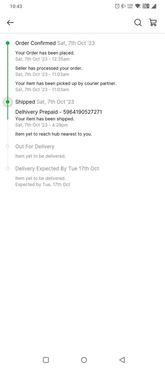 hamja_shaikh's tweet photo. @flipkartsupport @Flipkart @delhivery @help_delhivery 
No update since the day it was ordered i.e 7th Oct. Can someone look into this? https://t.co/pIw24EjBGJ