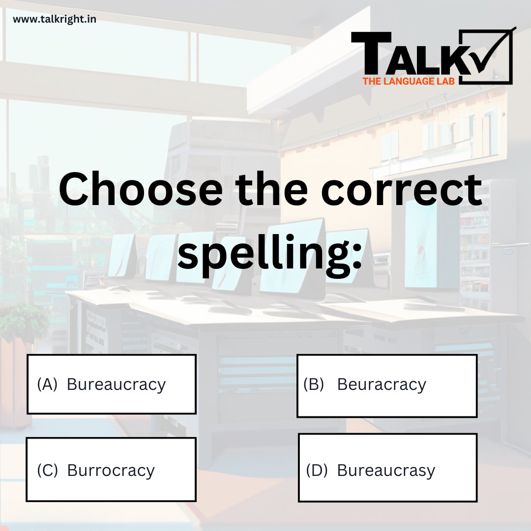 Supercharge English Learning with Talk Right- The Language Lab! Can You Correct the Spelling? Test Your Skills Now!
Contact: 8109045119

#languagelearning  #questionoftheday #QuizTime  #englishlanguagelab #spokenenglish  #EnglishLanguageCourse  
#talkrightlanguagelab