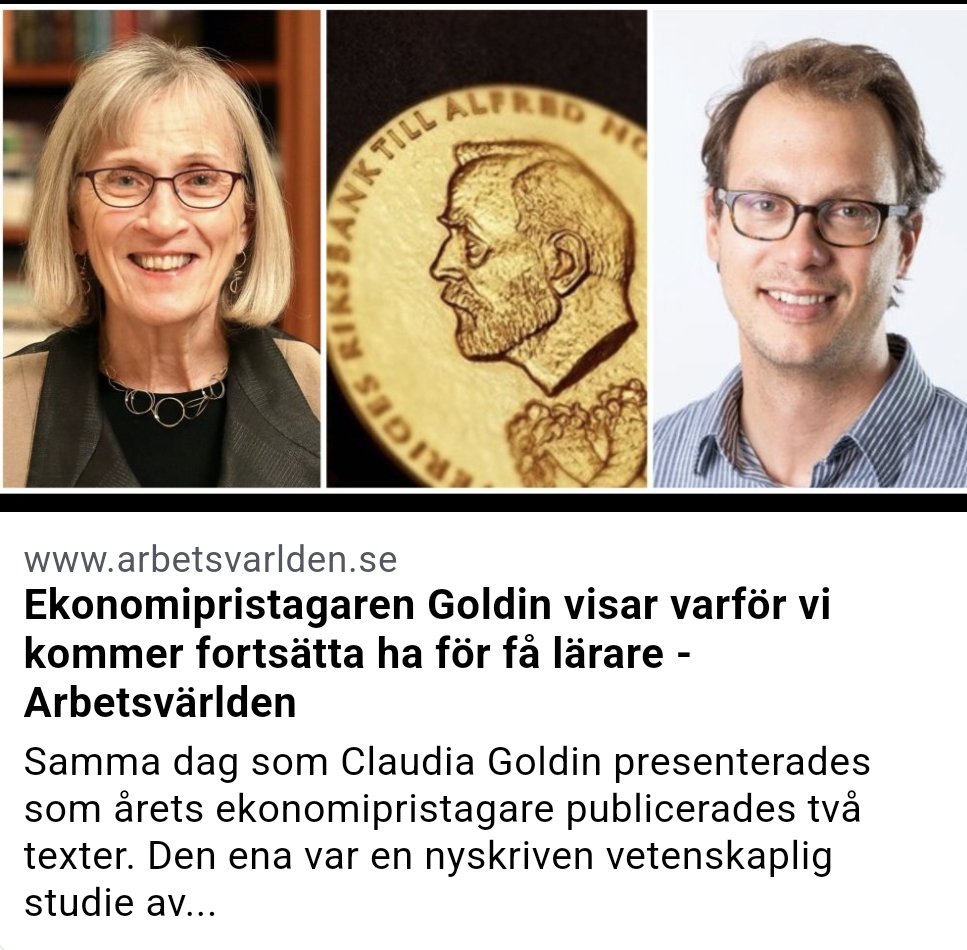 Har skrivit om ekonomipriset och lärarbrist.  arbetsvarlden.se/kronikor/ekono…