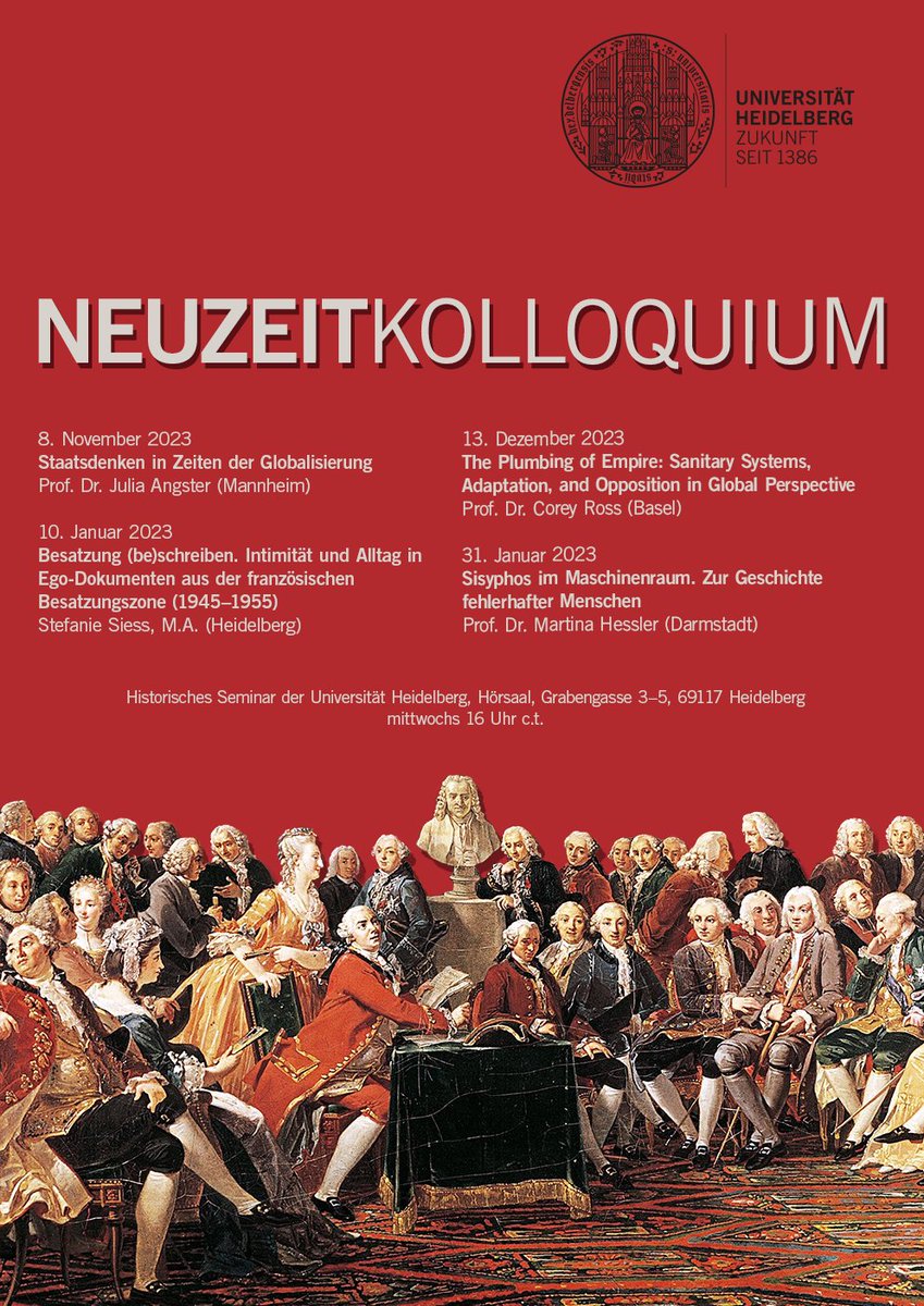 Modern History Heidelberg (@modern_hist_hd) on Twitter photo Auch im kommenden Wintersemester23/24 können wir uns über interessante Vorträge im Rahmen des #Neuzeitkolloquiums an der <a href="/UniHeidelberg/">Uni Heidelberg</a> freuen! Das Kolloquium findet viermal im Semester jeweils um 16:15Uhr im Hörsaal des Historischen Seminars statt. Auch im kommenden Wintersemester23/24 können wir uns über interessante Vorträge im Rahmen des #Neuzeitkolloquiums an der <a href="/UniHeidelberg/">Uni Heidelberg</a> freuen! Das Kolloquium findet viermal im Semester jeweils um 16:15Uhr im Hörsaal des Historischen Seminars statt.