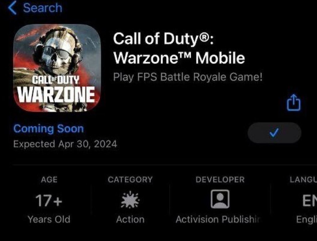 Warzone Mobile release date changed in app store