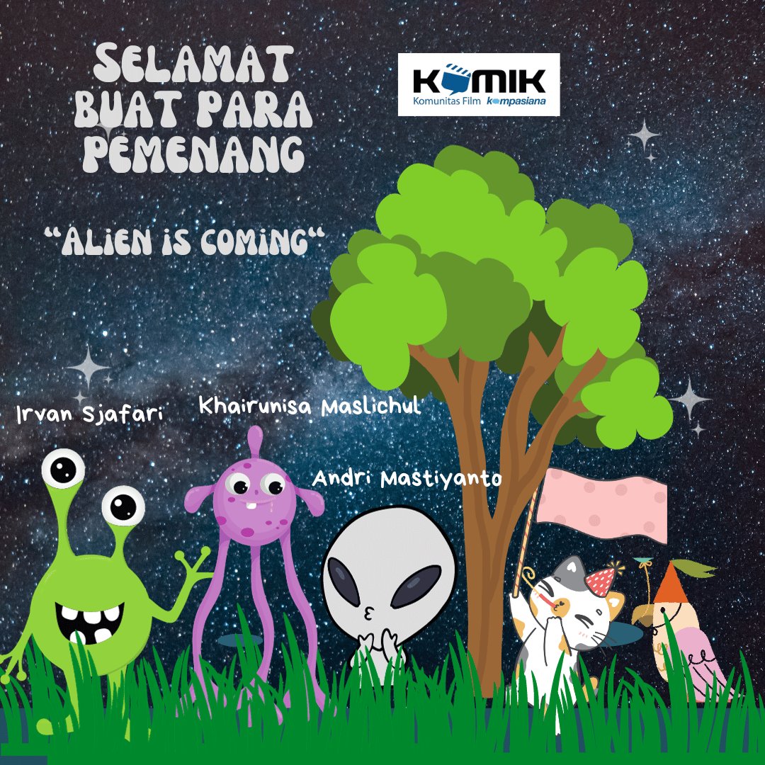 komik_ksiana's tweet photo. Selamat buat para pemenang lomba blog tentang alien:
1. Irvan Safari
2. Khairunisa Maslichul
3. Andri Mastiyanto
Nantikan event KOMiK berikutnya
#lombablog #lombablogalien #eventKOMiK #alieniscoming https://t.co/wmEDUBZcLC