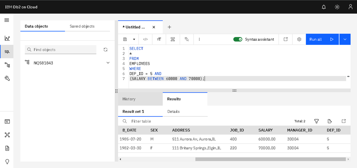 carlosegzf's tweet image. Day 84, working with SQL on IBM Db2 on Cloud, practicing with queries, querying based on patterns, grouping, limits and order!
#100DaysOfCode #SQL #Database #Data