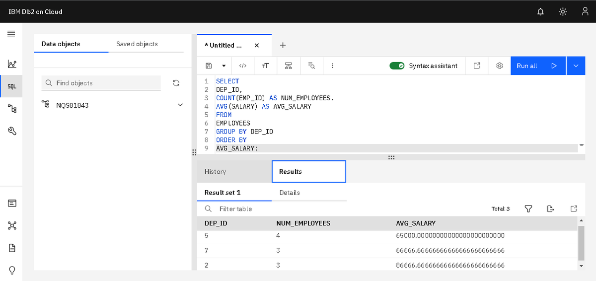 carlosegzf's tweet image. Day 84, working with SQL on IBM Db2 on Cloud, practicing with queries, querying based on patterns, grouping, limits and order!
#100DaysOfCode #SQL #Database #Data