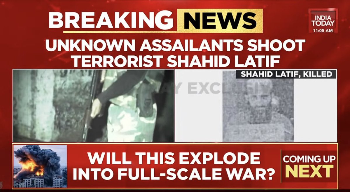ShivAroor's tweet photo. BREAKING: ‘Unknown assailants’ kill India-wanted Jaish terrorist Shahid Latif in Sialkot, Pakistan. Was mastermind of the Pathankot terror attack. Newsbreak by @arvindojha. https://t.co/uGb1yvLETT