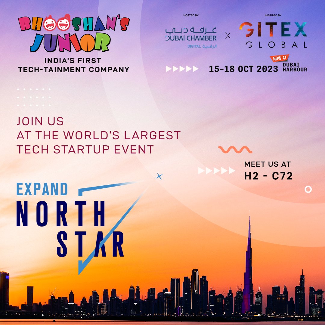 bhooshansjunior's tweet photo. We are so happy to share that we'll be at GITEX Dubai 2023 as part of Expand North Star, the world's largest tech startup event.
Mark your calendar for October 15th to 18th and visit us at Booth No: H2-C72 in Dubai Harbor.
#techtainment #Expandnorthstar #gitexglobal #GITEX https://t.co/VdjDigAstt