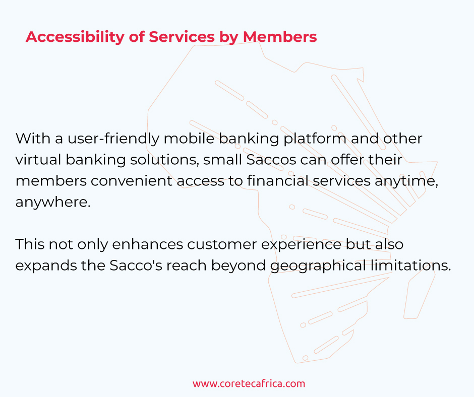 Making services easily available to members is key for small SACCOs in order to increase transactions and offer members more conveniences.  

#digitalbanking 
#mobilebanking 
#agencybanking 
#internetbanking