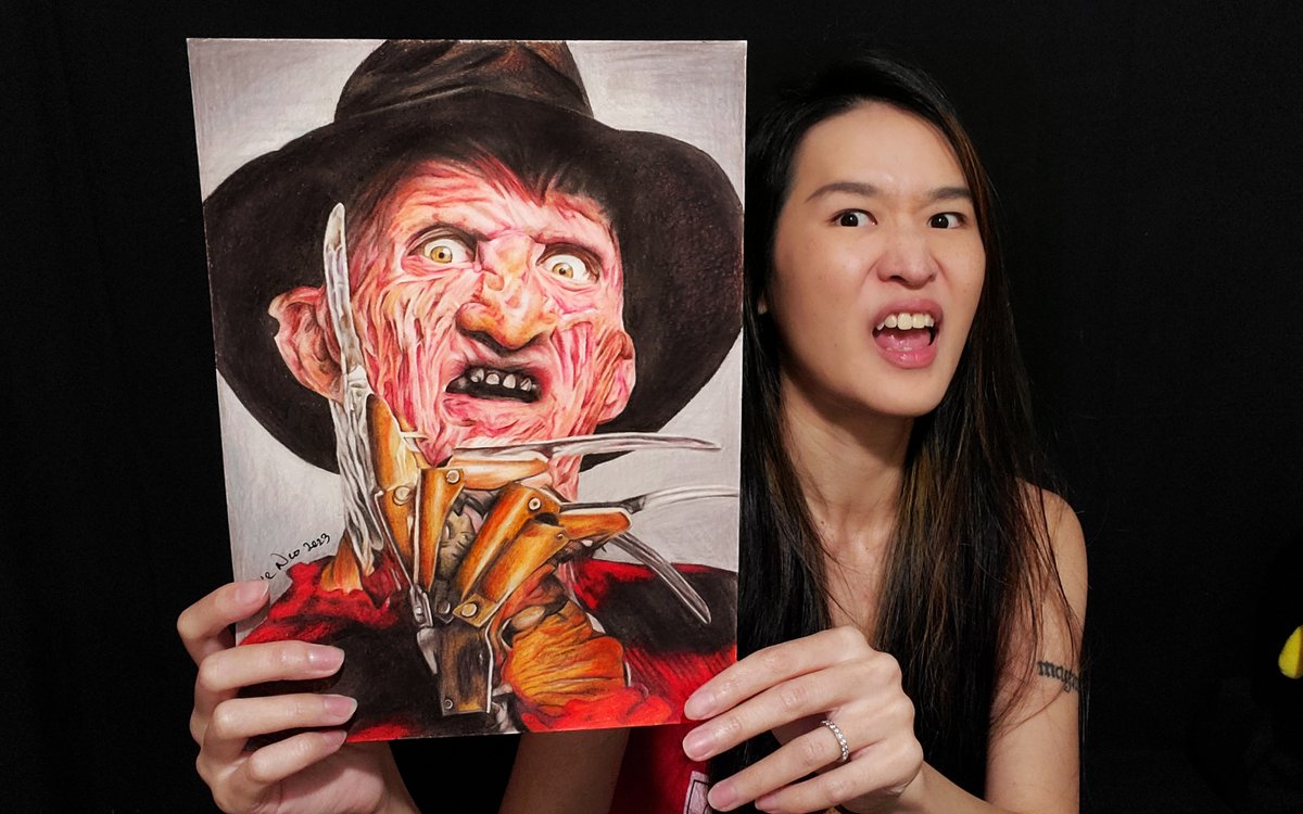 Peggie_Neo's tweet photo. Finished drawing Freddy Krueger! What's your all-time favorite horror movie? #art #drawing #FreddyKrueger 
Watch drawing process: https://t.co/5MoagdiaqI https://t.co/orJlrl6mkY