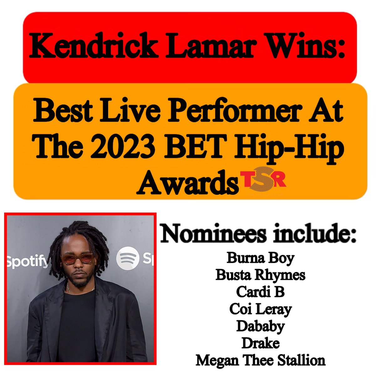 TheShadeRoom's tweet photo. OHKAY! Kendrick Lamar won BIG at the #BETHipHopAwards tonight! The rapper took home four awards. (SWIPE) (📸: @gettyimages) https://t.co/uyzC9acjms