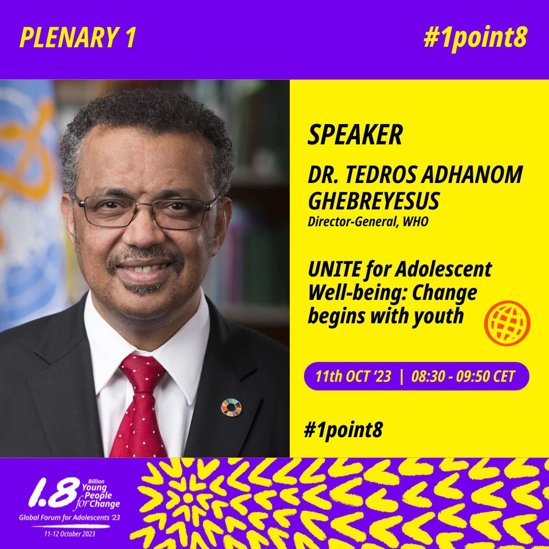 I'm excited about the Global Forum for Adolescents, which will turn up the volume on youth voices for #HealthForAll. Join us: 
1point8b.org/global-forum-f… #1point8