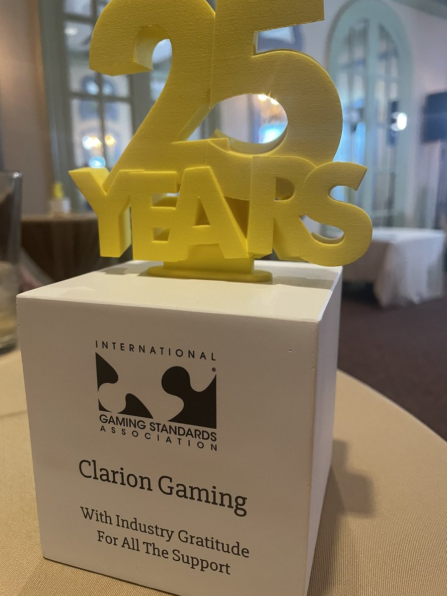 Thank you gór the award and congratulations on the 25 yrs of supporting the industry <a href="/GSAStandards/">International Gaming Standards Association</a>