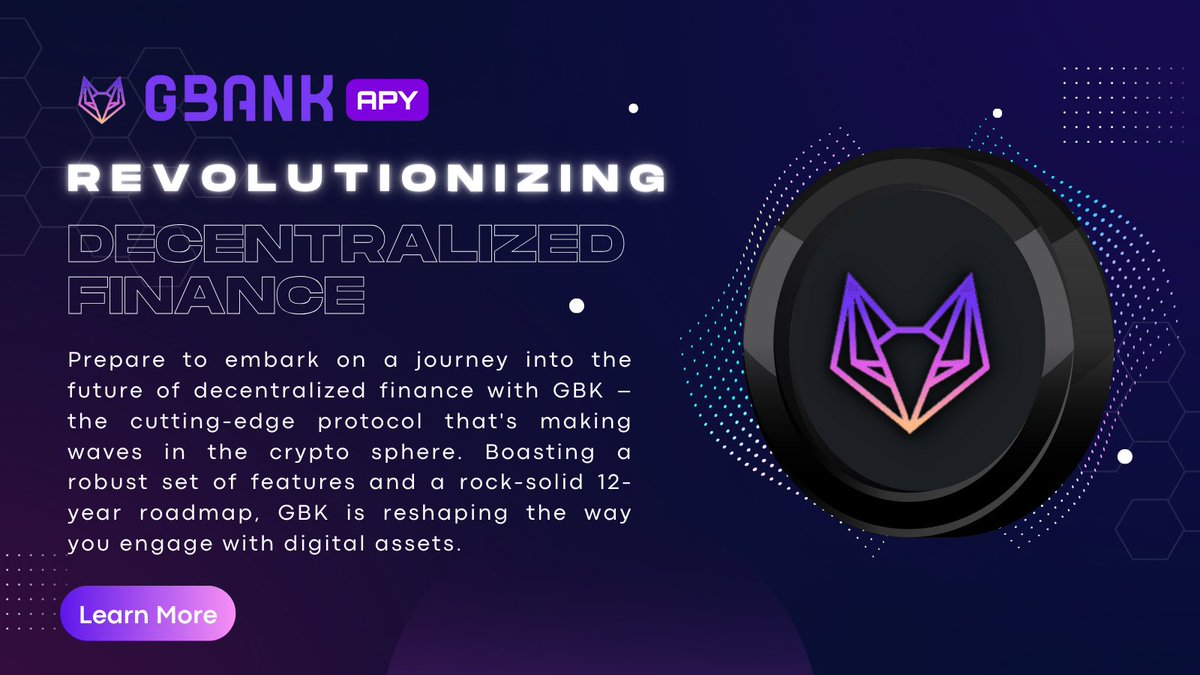 🌐 Building a stronger ecosystem with GBank APY! 💼 Unlocking new use cases, utilities, and a 12-year roadmap for seamless crypto engagement. 

Join us on this exciting journey! 🚀 

#GBankAPY #CryptoEcosystem #innovation