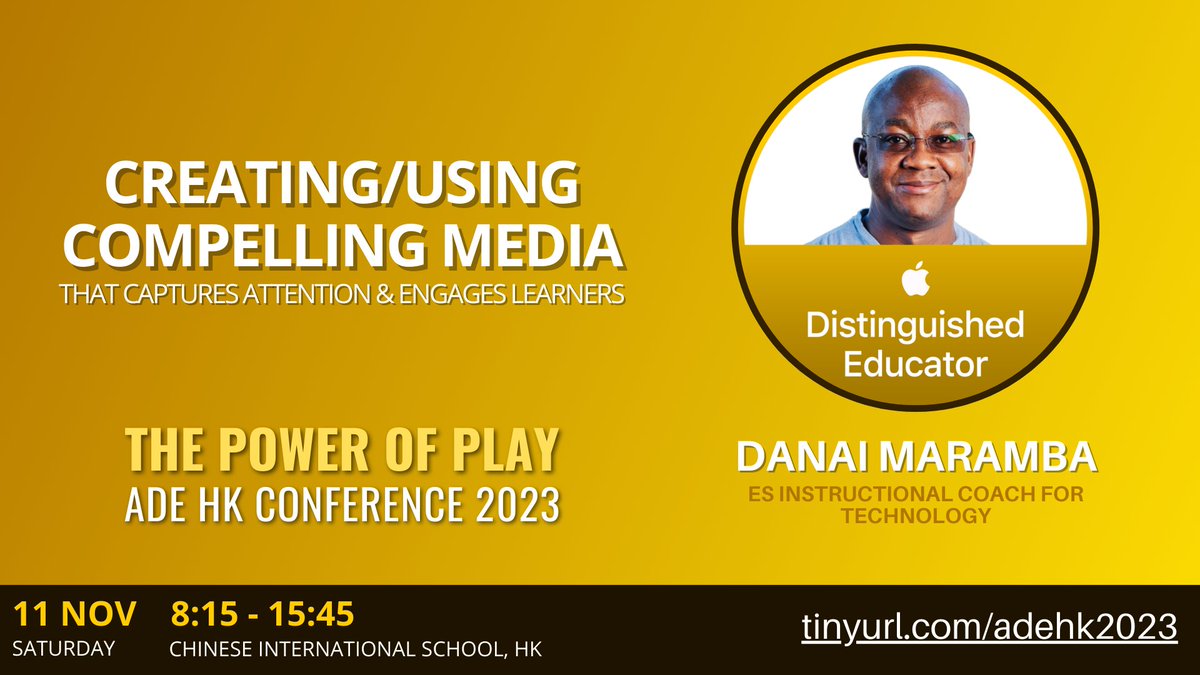 FutureLearnHK's tweet photo. We're excited to learn from new ADE, Danai Maramba (@tweetdanai) about creating and using compelling media to engage learners!

Join us at the #ADEHK2023 conference. A FREE event for ALL educators. https://t.co/tEkHrq2JZ8

#AppleTeacher #EveryoneCanCreate #DigitalMedia #ADE2023 https://t.co/4mzgOkXZc0