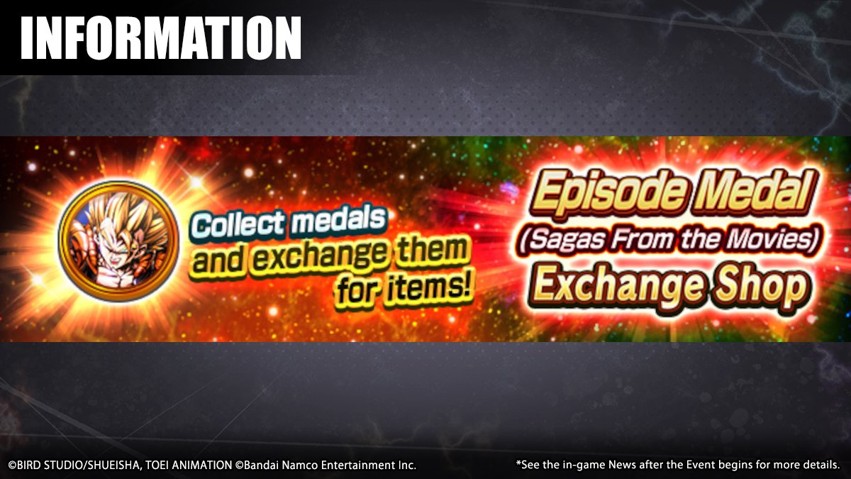 DB_Legends's tweet photo. [Collect Episode Medals (Sagas From the Movies)!]
Participate in related Events and earn Episode Medals (Sagas From the Movies)! Exchange them for LL Multi-Z Power and other useful items at the Exchange Shop!

#DBLegends #Dragonball
#SagasFromTheMoviesCampaign https://t.co/cULRyzFHpF