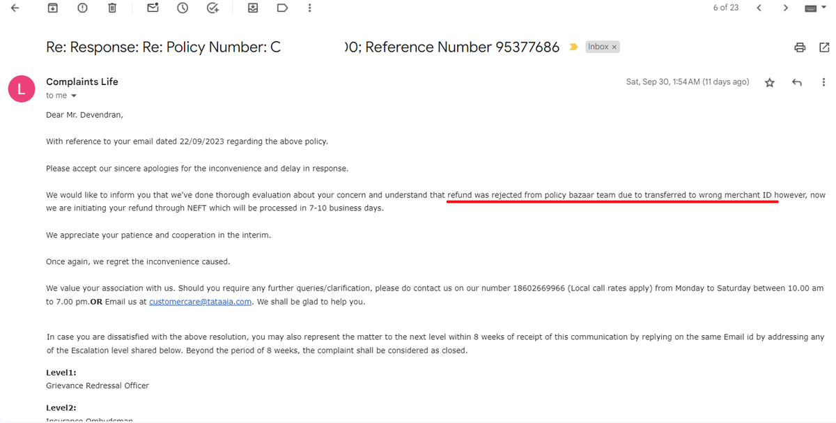 dejeeshdev's tweet photo. @policybazaar @TataAIA_Life @policybazaar @PolicybazaarUAE @PBHelpDesk how much longer I need to wait to get my money back? I trusted you and paid the entire yearly premium, now you have no intention to get my money back though I cancelled my policy 3 months back @RNTata2000 @TataCompanies https://t.co/L69c4Wzb4O