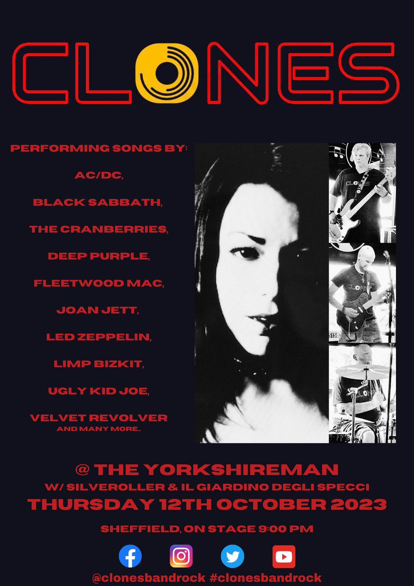 Stage times for tomorrow at The Yorkshireman #Sheffield

8:00 pm Il Giardino degli Specchi
9:00 pm Clones
10:00 pm @SilverollerBand 

#sheffieldissuper  #sheffieldbusiness #sheffieldartist #yorkshire #yorkshirelovers #music #livemusic #livemusicrocks #gig #gigs #coverband #rock