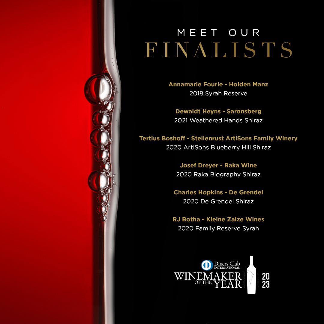 ✨🍷 #DinersClubSA #WineMakerOfTheYear2023 FINALISTS – SHIRAZ ALL AROUND! 🍷✨

Let’s raise a glass of Shiraz to the finalists of the @DinersClubSA Wine Maker of the Year 2023!
Best of luck from @ShirazSA Management to all these winemakers and their amazing Shiraz/Syrah wines!